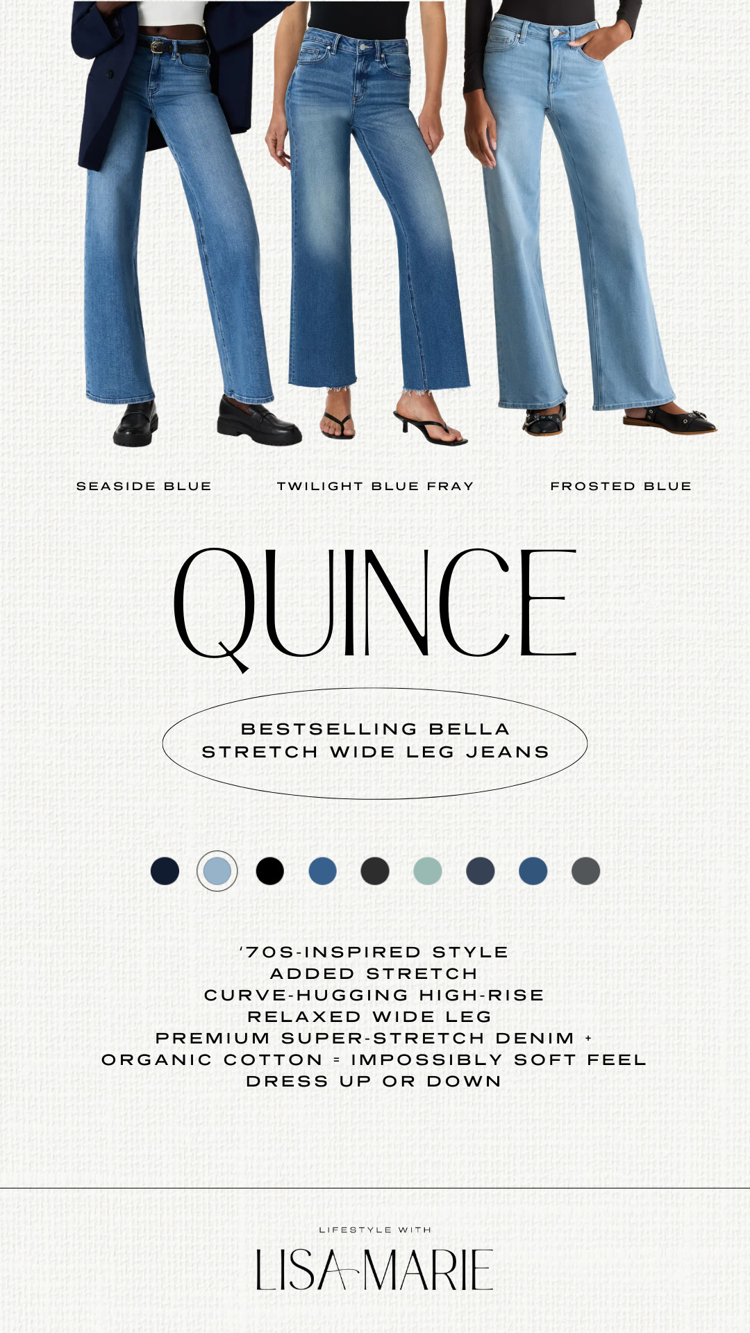 Quince bestselling jeans. Quince Bella stretch jeans. Stretchy jeans. Wide leg jeans. High rise jeans. High rise denim. Comfortable jeans. Spring jeans. Spring denim. Stretchy denim. 

 #LTKootd #LTKmomlife #LTKPetite