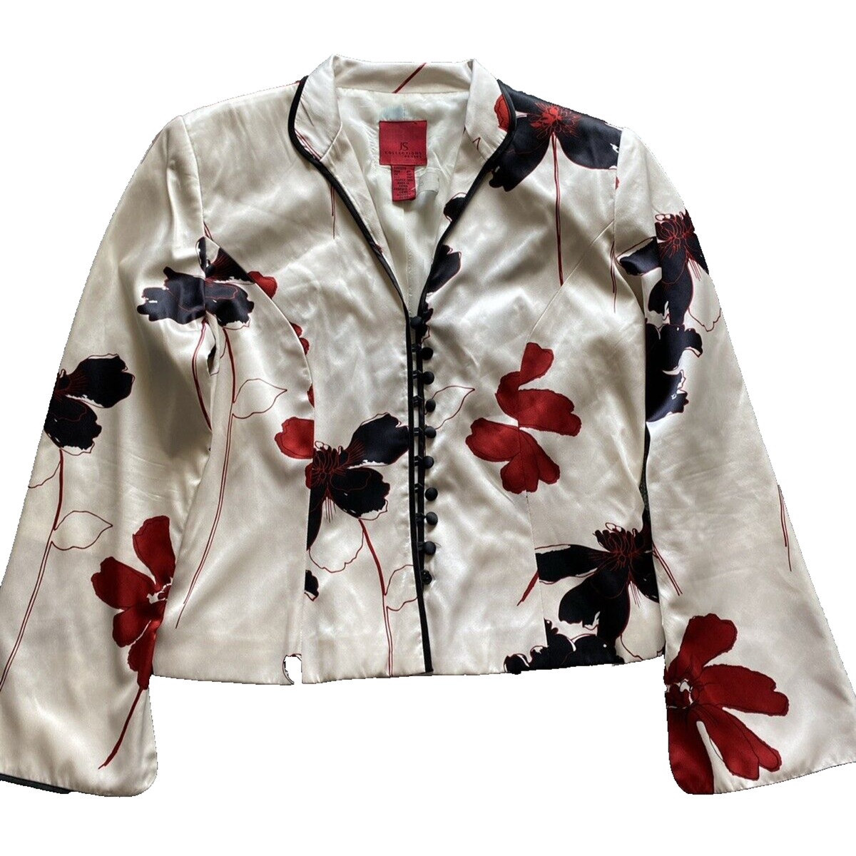 JS Collections Pale Multi Floral Print 100% Silk Button Front Jacket 8P | eBay US