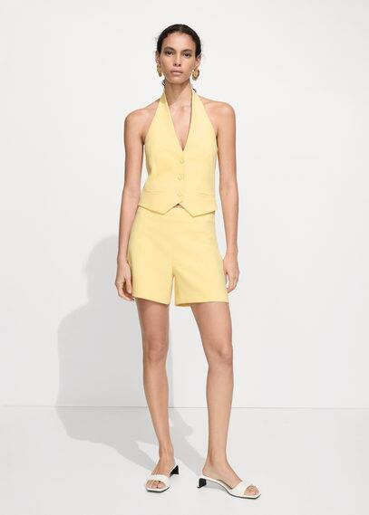 MANGO - Halter-neck vest with buttons pastel yellow - S - Women | MANGO (US)