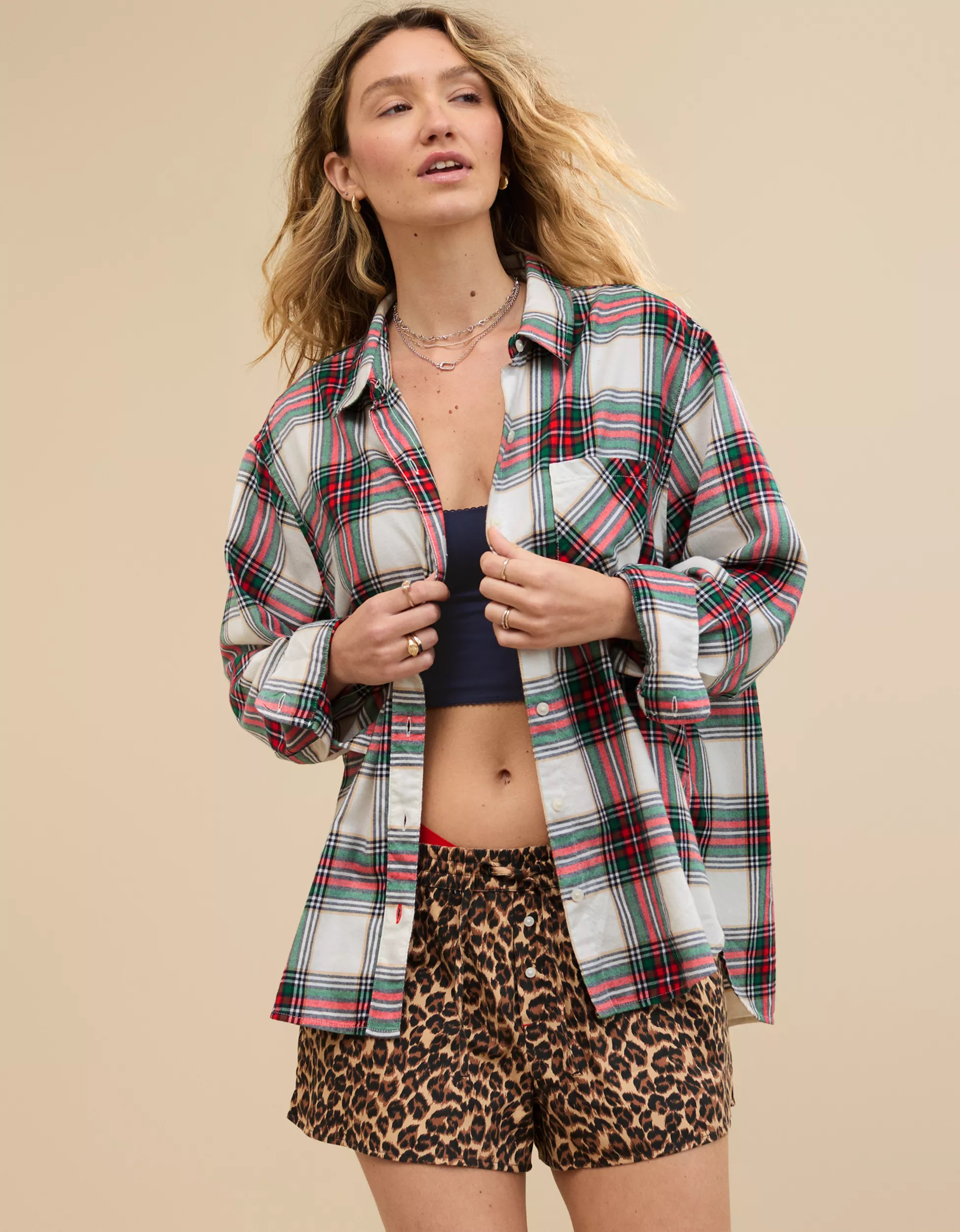 Aerie Off-Duty Flannel Pajama Shirt | Aerie