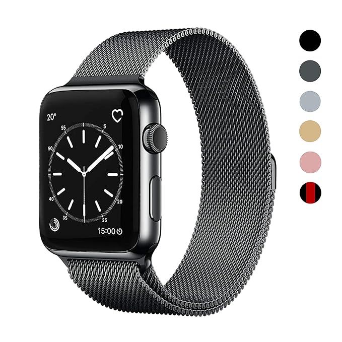 SUPSUN Compatible for Iwatch Band, 38mm/40mm 42mm/44mm, Stainless Steel Milanese Loop Magnetic Ba... | Amazon (US)