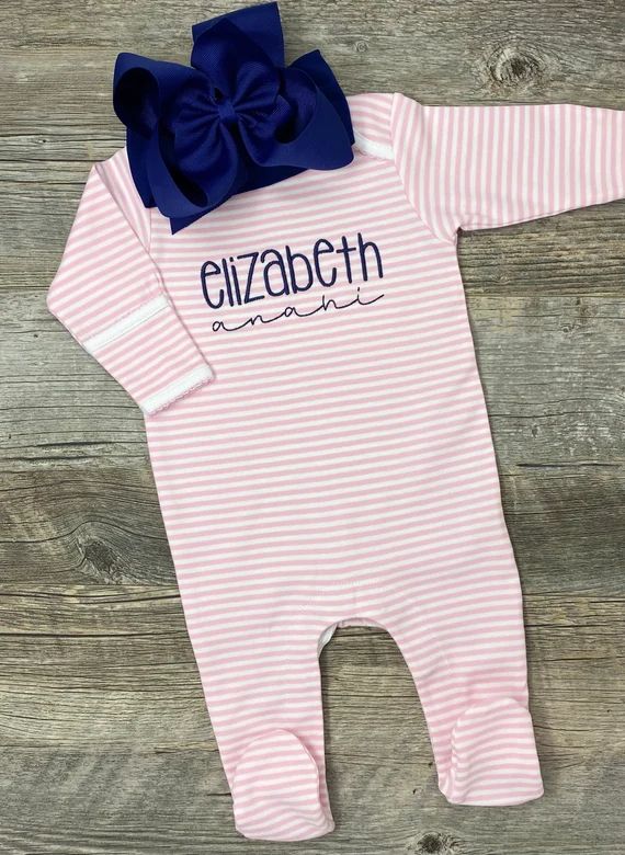 Baby Girl Coming Home Outfit Monogrammed Footie Newborn | Etsy | Etsy (US)