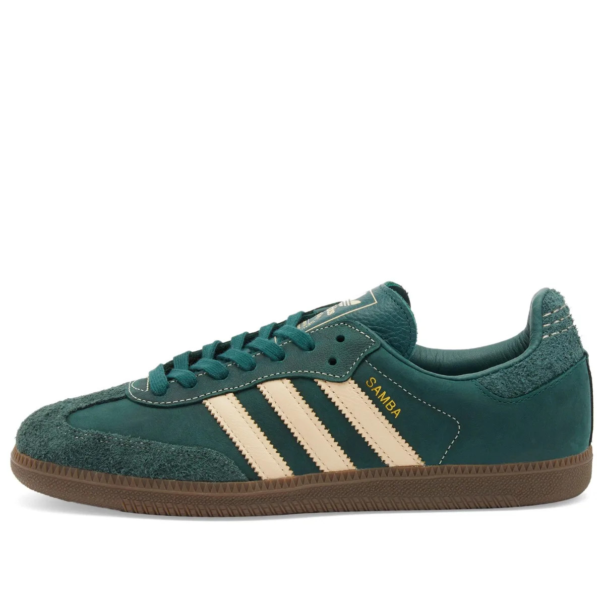 Adidas Samba OG in Crystal Sand/Mineral Green/Crystal Sand, Size UK 4.5 | END. Clothing