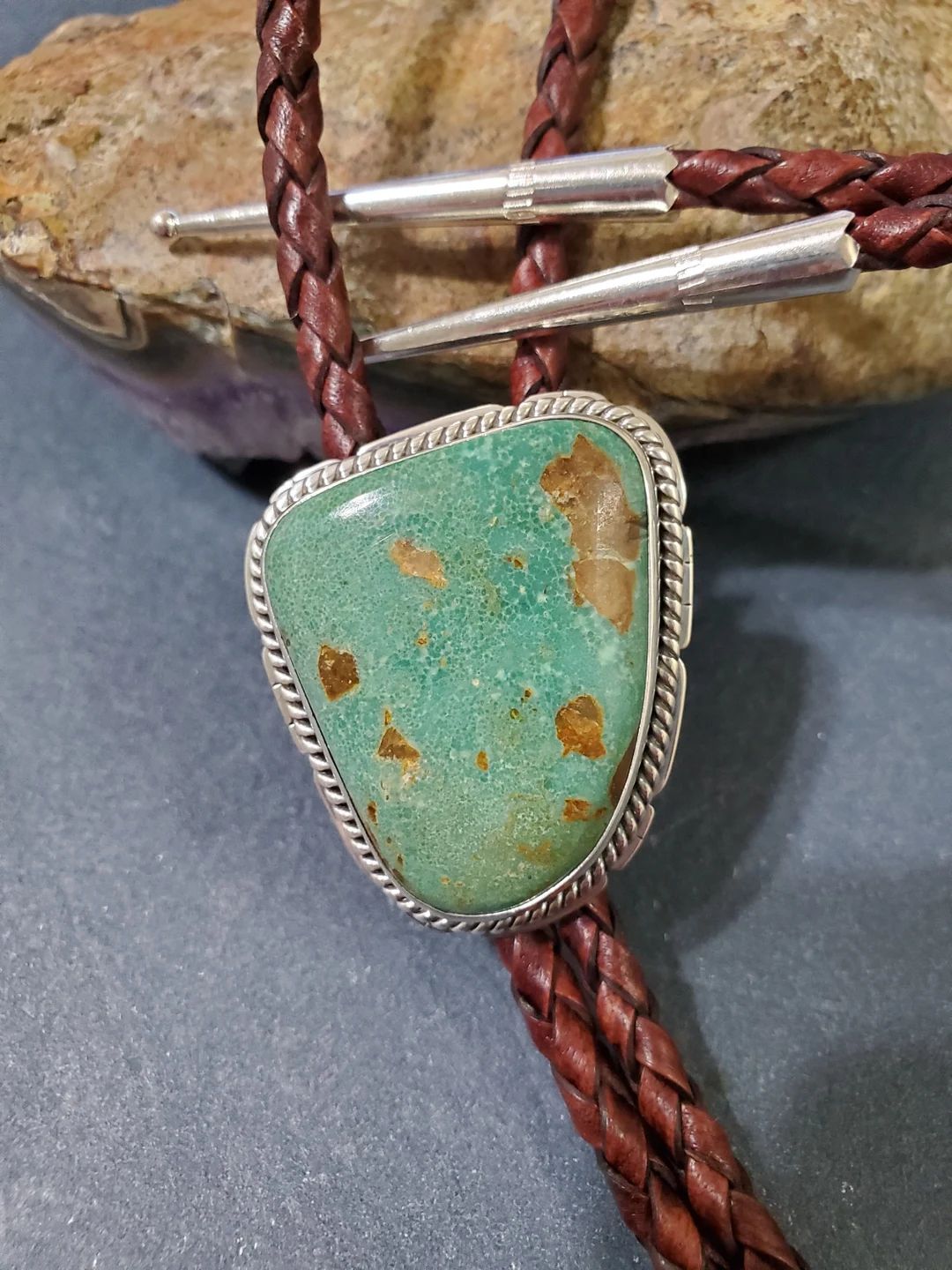 Bolo Tie Turquoise/Sterling Silver Bolo Tie/Blue Turquoise Bolo/Turquoise Bolo Tie/Gift For Dad/B... | Etsy (US)