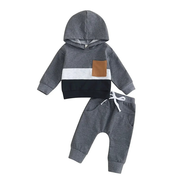 Baby Boy Clothes 6 12 18 24 Months Pants Set Long Sleeve Contrast Color Sweatshirt Fall Winter In... | Walmart (US)