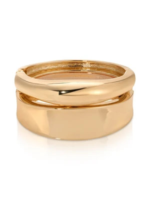 Double Golden Bangle Set - 18k Gold Plated / One Size | Ettika