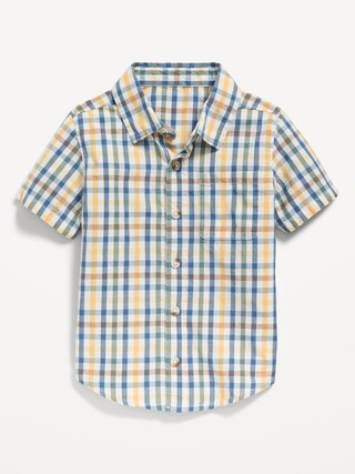 Short-Sleeve Printed Poplin Shirt for Toddler Boys | Old Navy (US)