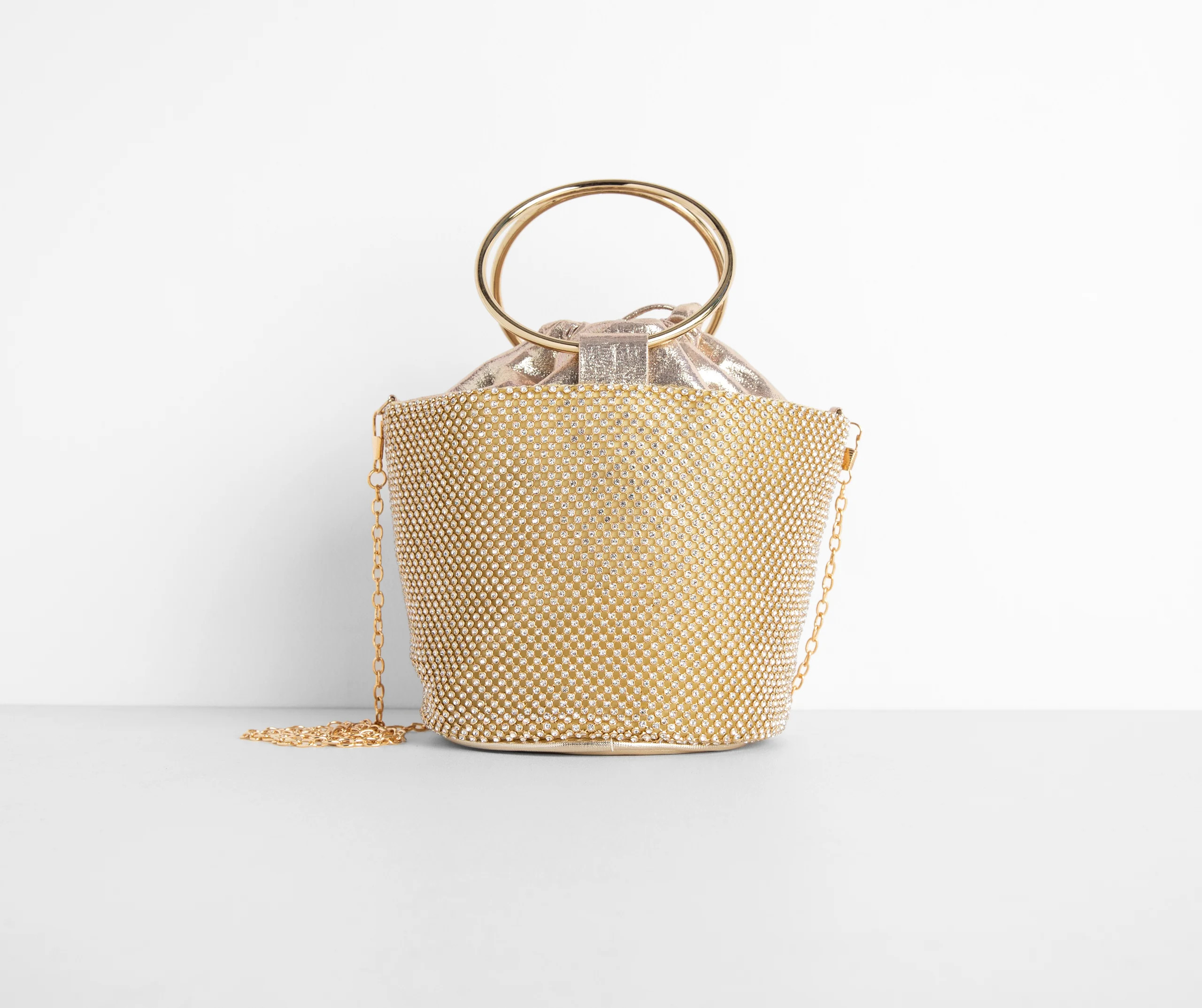 O-Ring Handle Rhinestone Bucket Purse | Windsor Stores