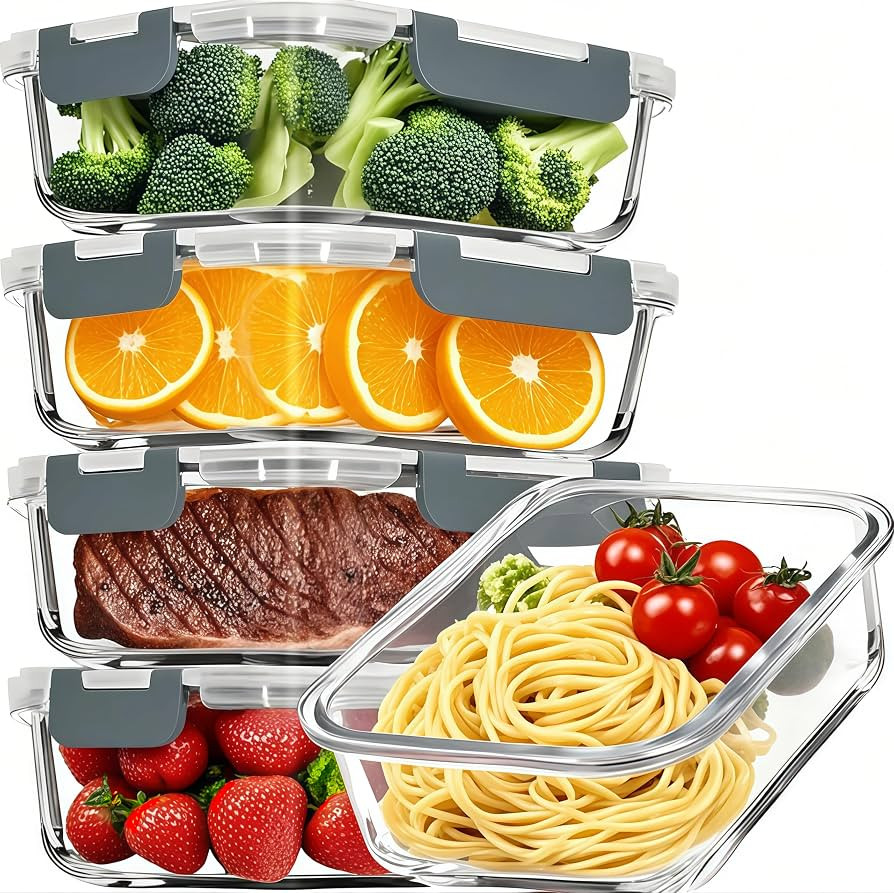 10-Piece Set (5-Pack, 36oz) Borosilicate Glass Food Storage Containers with Upgraded Detachable L... | Amazon (CA)