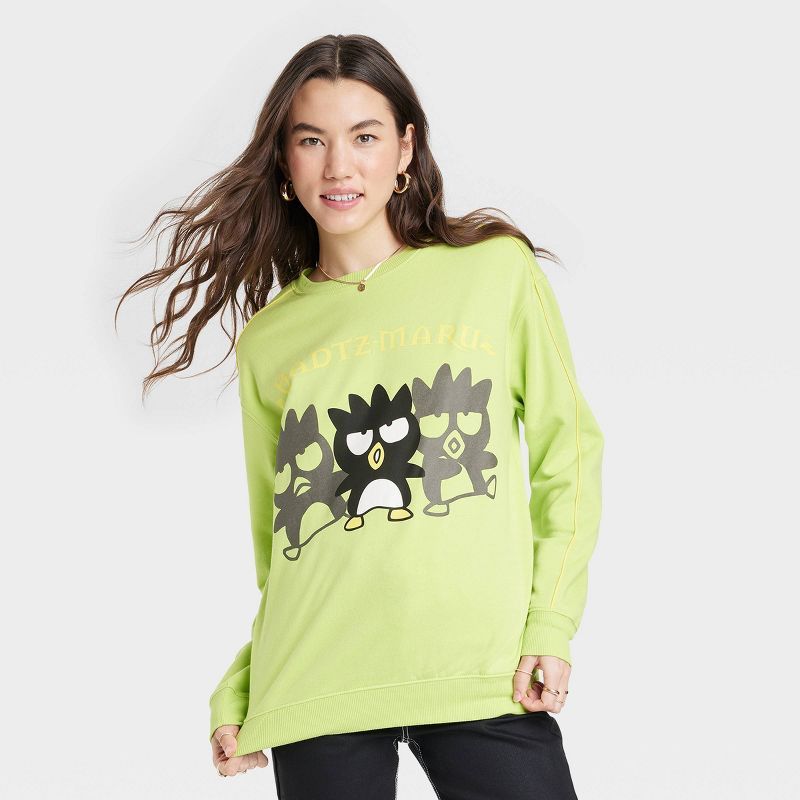 Women's Sanrio Badtz Maru Graphic Sweatshirt - Green | Target