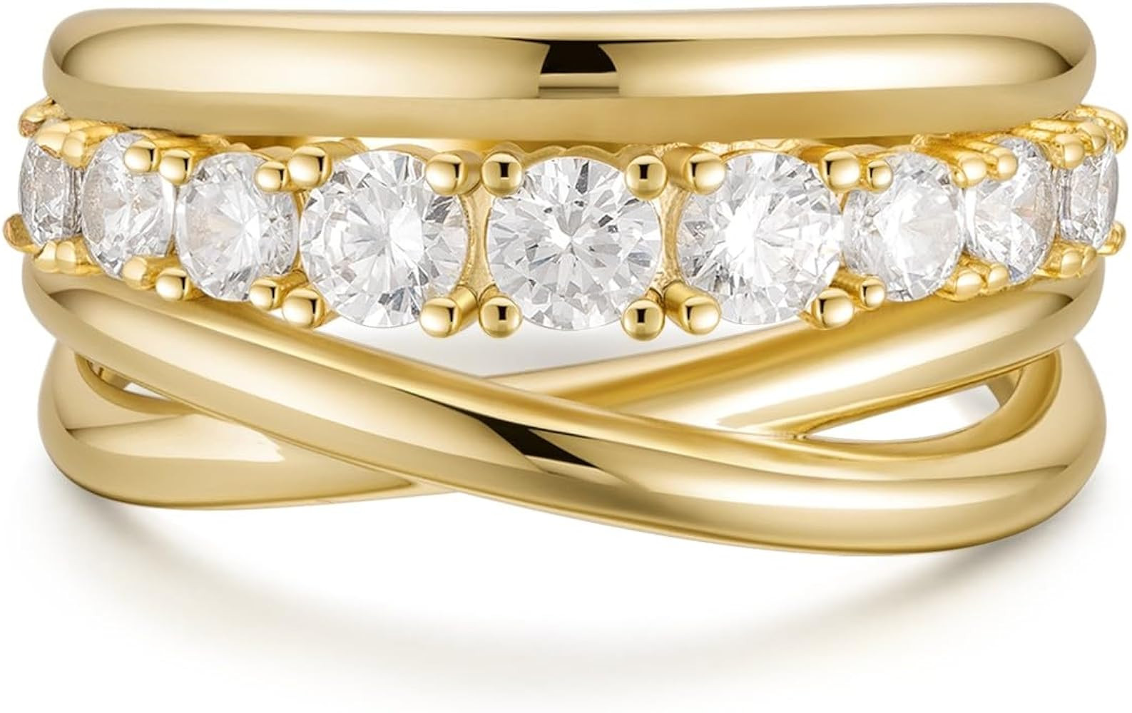 14k Gold Rings For Women，Trendy Dainty X Ring, Gold Stacking Rings Non Tarnish,Chunky Statement... | Amazon (US)