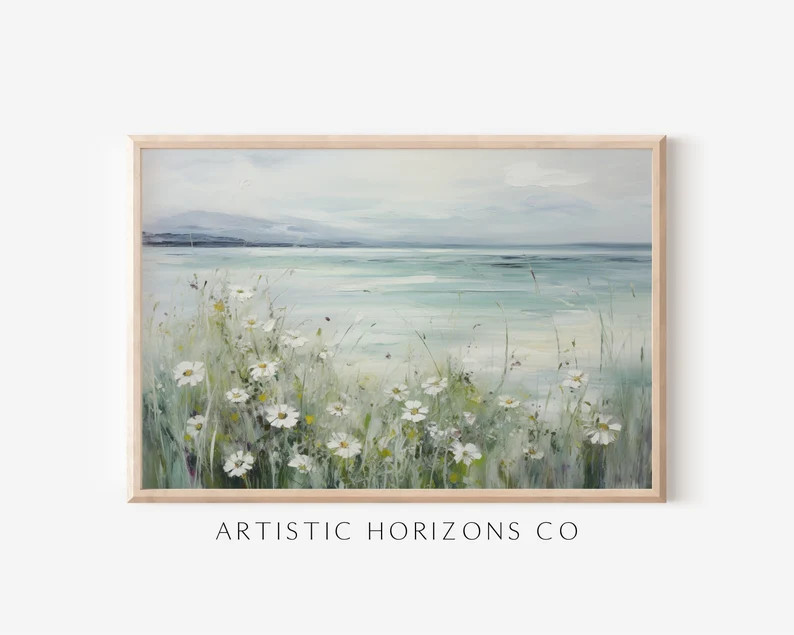 Wildflower Sea Wall Art Poster Print Oil Painting Vintage Style Artwork - Etsy | Etsy (US)