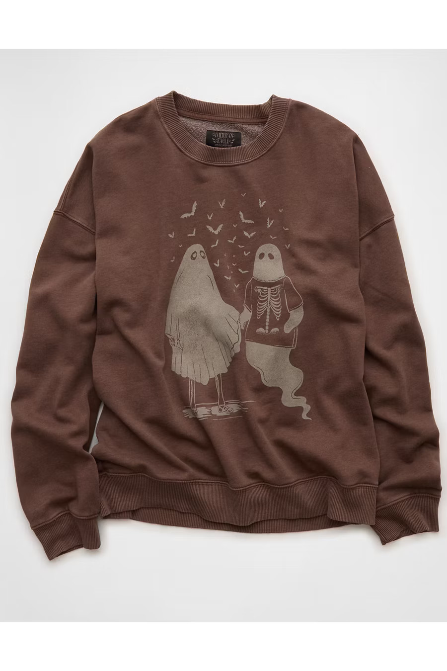 AE Halloween Graphic Sweatshirt Women's Brown XXS | American Eagle Outfitters (US & CA)