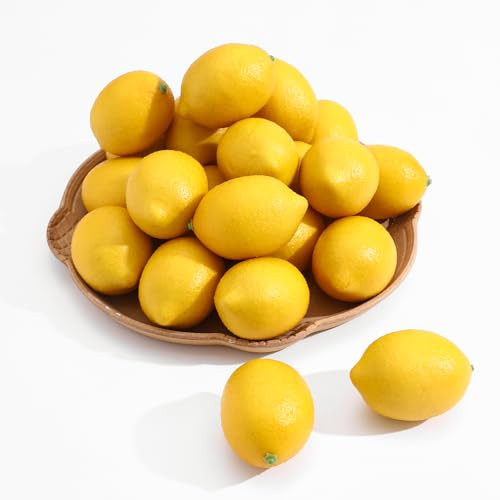 dallisten 12PCS Artificial Lemons – Lifelike Fake Yellow Lemons for Kitchen Decor, Fruit Bowl, Lemonade Party, Photo Props & Summer Table Decorations – Realistic Faux Fruit for Home & Events | Amazon (US)