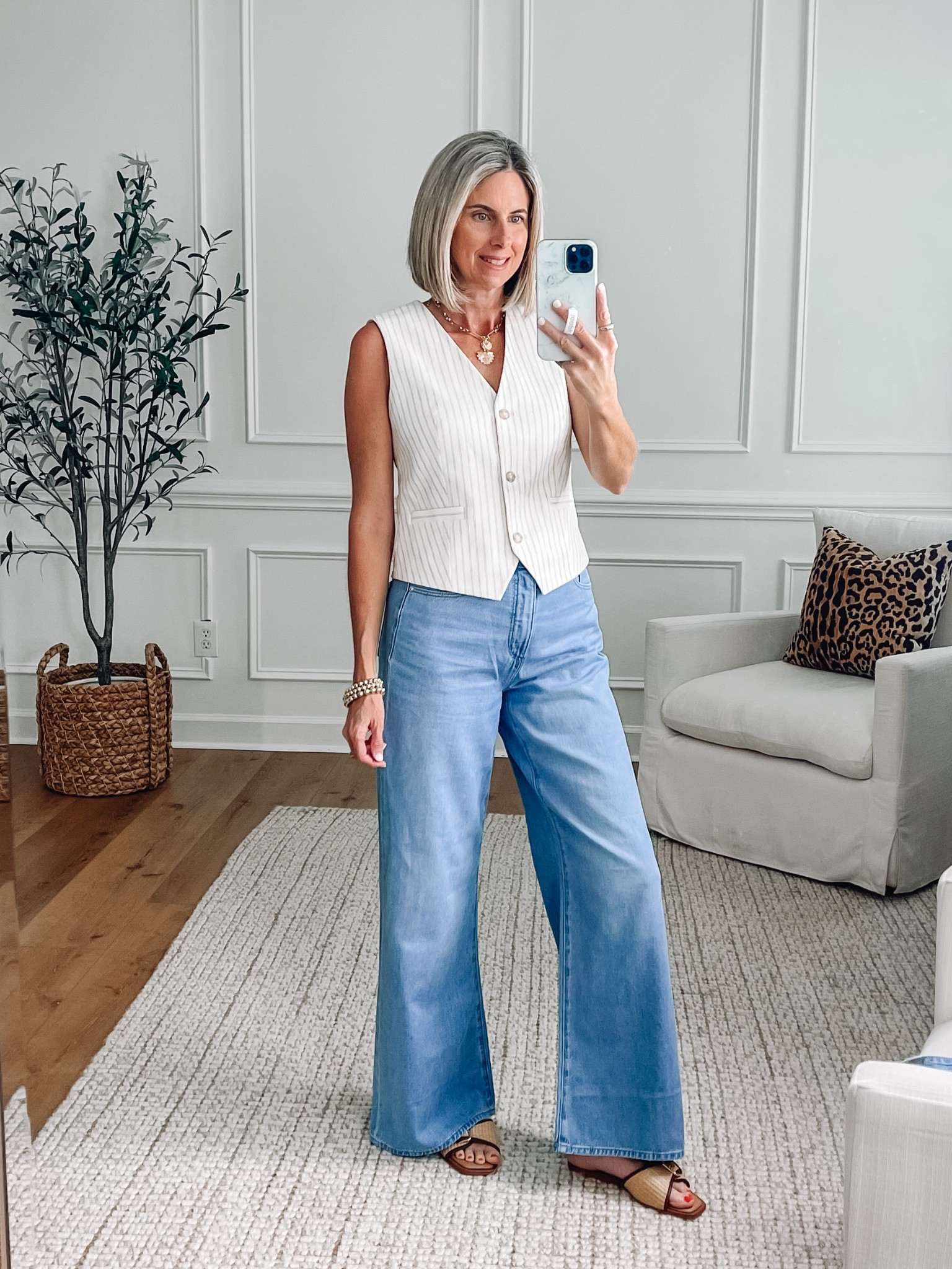 Finally trying the vest trend. Love the stripes on this one! Wearing an xs. High rise Light wash denim jeans are so soft. They have a tie that is removable. Wearing a 26/2 




#LTKFindsUnder50 #LTKStyleTip #LTKSaleAlert