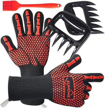 EUHOME 3 in 1 BBQ Gloves Grill Accessories with EN407 Certified Oven Mitts 1472 F° Extremely Hea... | Amazon (US)
