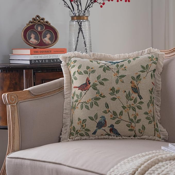 ENJOYBIRDAL Floral Throw Pillow Covers with Tassels Set of 2 20x20 Pillow Covers Decorative Boho ... | Amazon (US)