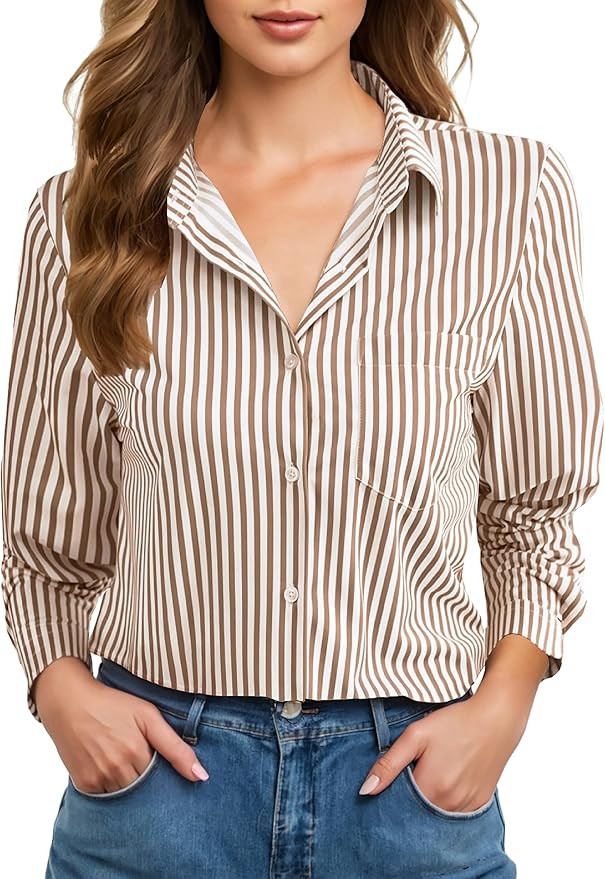 COUXILY Soft Wrinkle-Free Button Down Stretch Shirts for Women, Breathable Moisture-Wicking Casua... | Amazon (US)