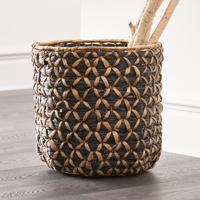 Safiyah Woven Black and Natural Basket | Crate & Barrel