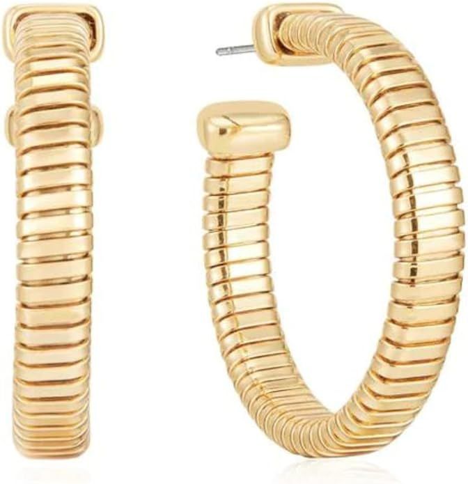 Ettika Hoop Earrings. Hoops for Women. Flex 18K Gold or Rhodium Plated Essential Flex Hoops. Earr... | Amazon (US)