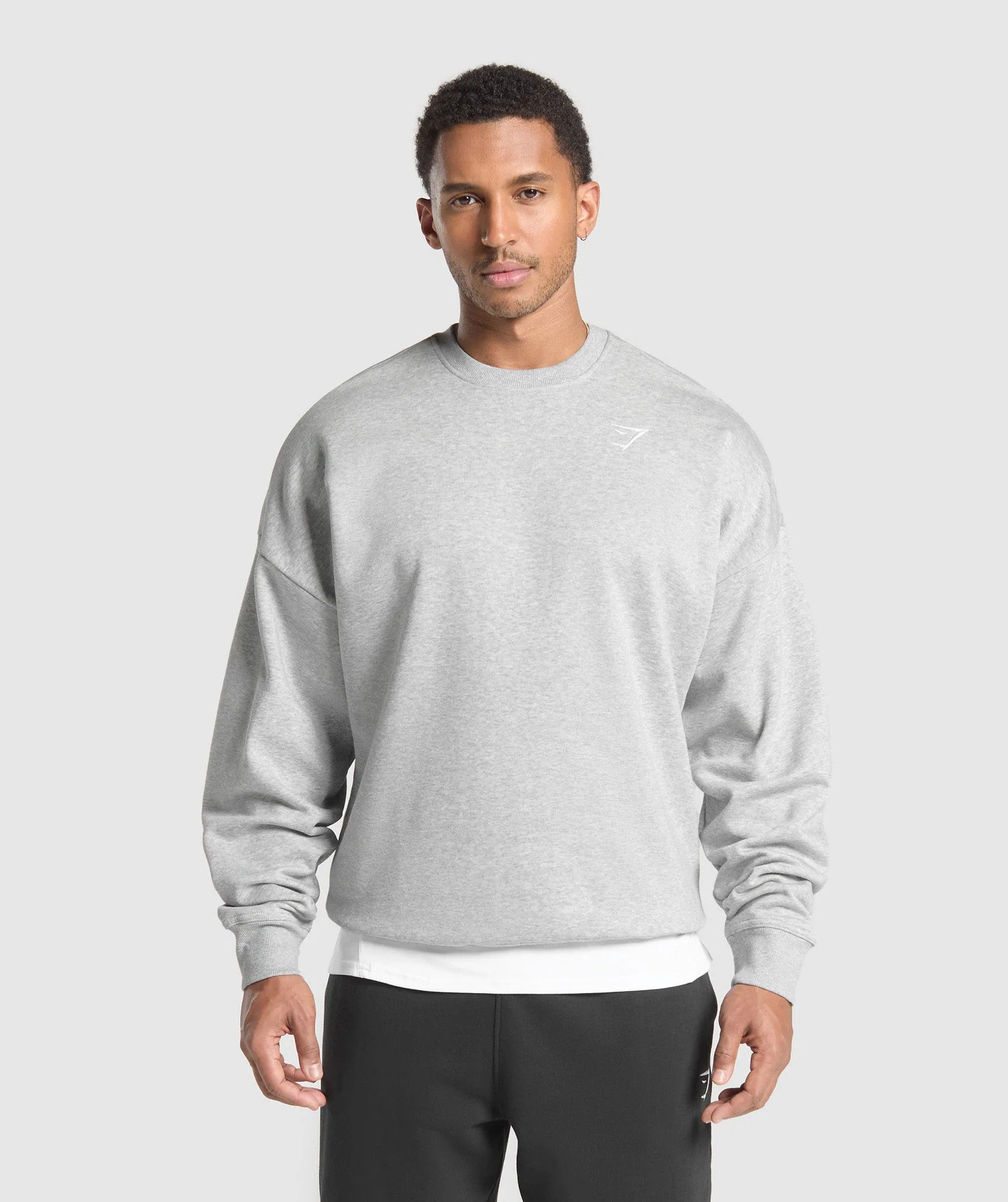 Gymshark Oversized Crest Crew - Light Grey Core Marl | Gymshark US