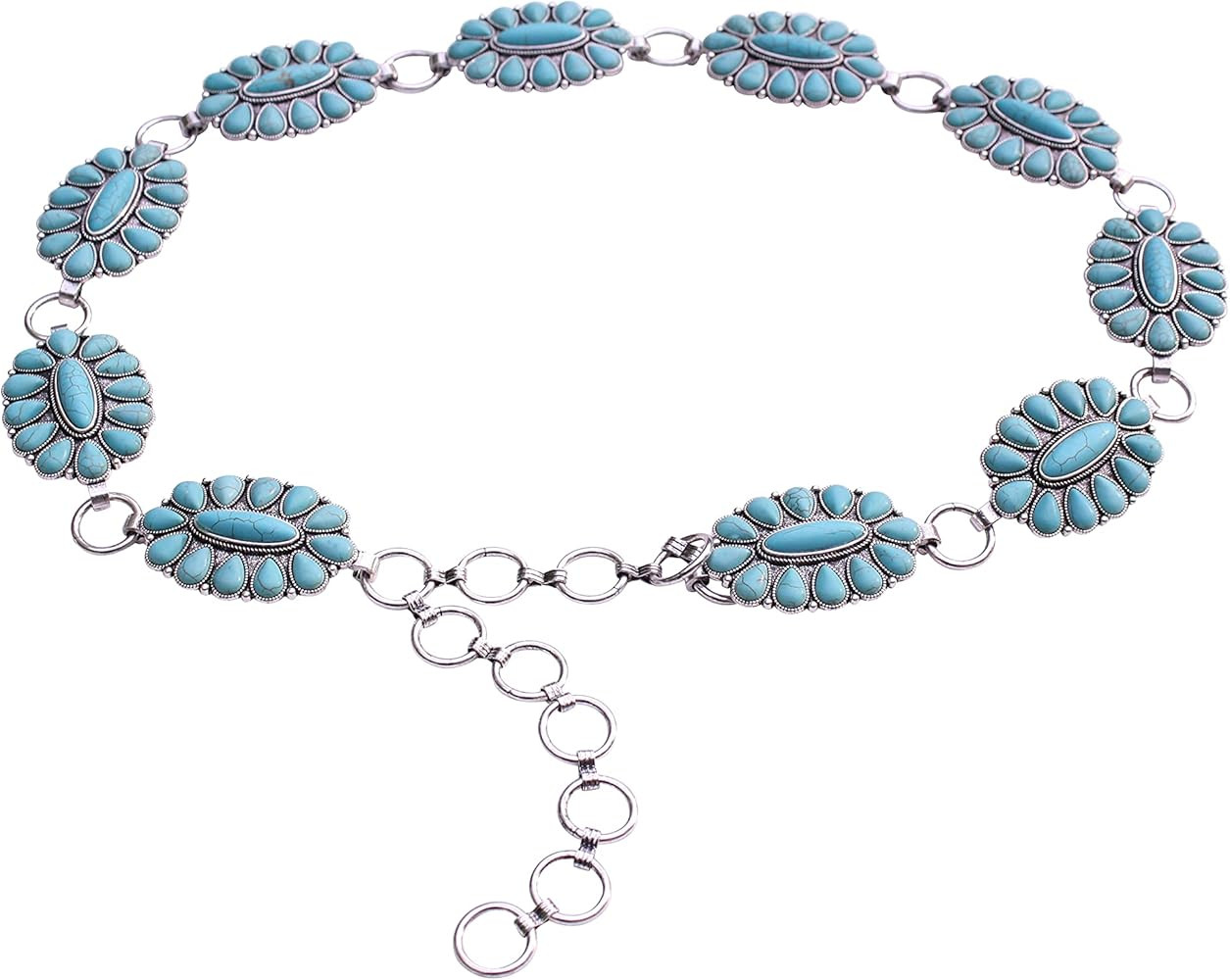 Western Turquoise flower Concho Chain Belt No.2 | Amazon (US)