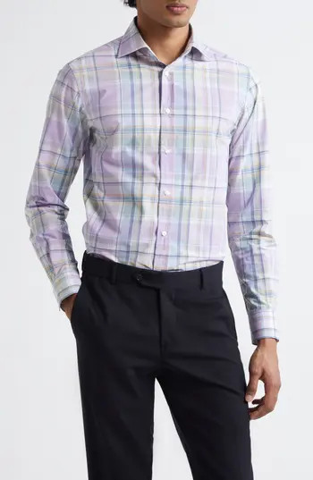 Ralph Lauren Purple Label Aston Plaid Cotton Button-Up Shirt in Purple Multi at Nordstrom Rack, Size Xx-Large | Nordstrom Rack