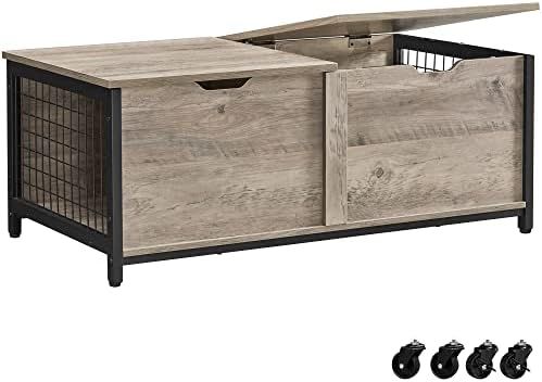 VASAGLE Coffee Table, Living Room Table with Flip Tops, 2 Hidden Compartments and Casters, Storage C | Amazon (US)