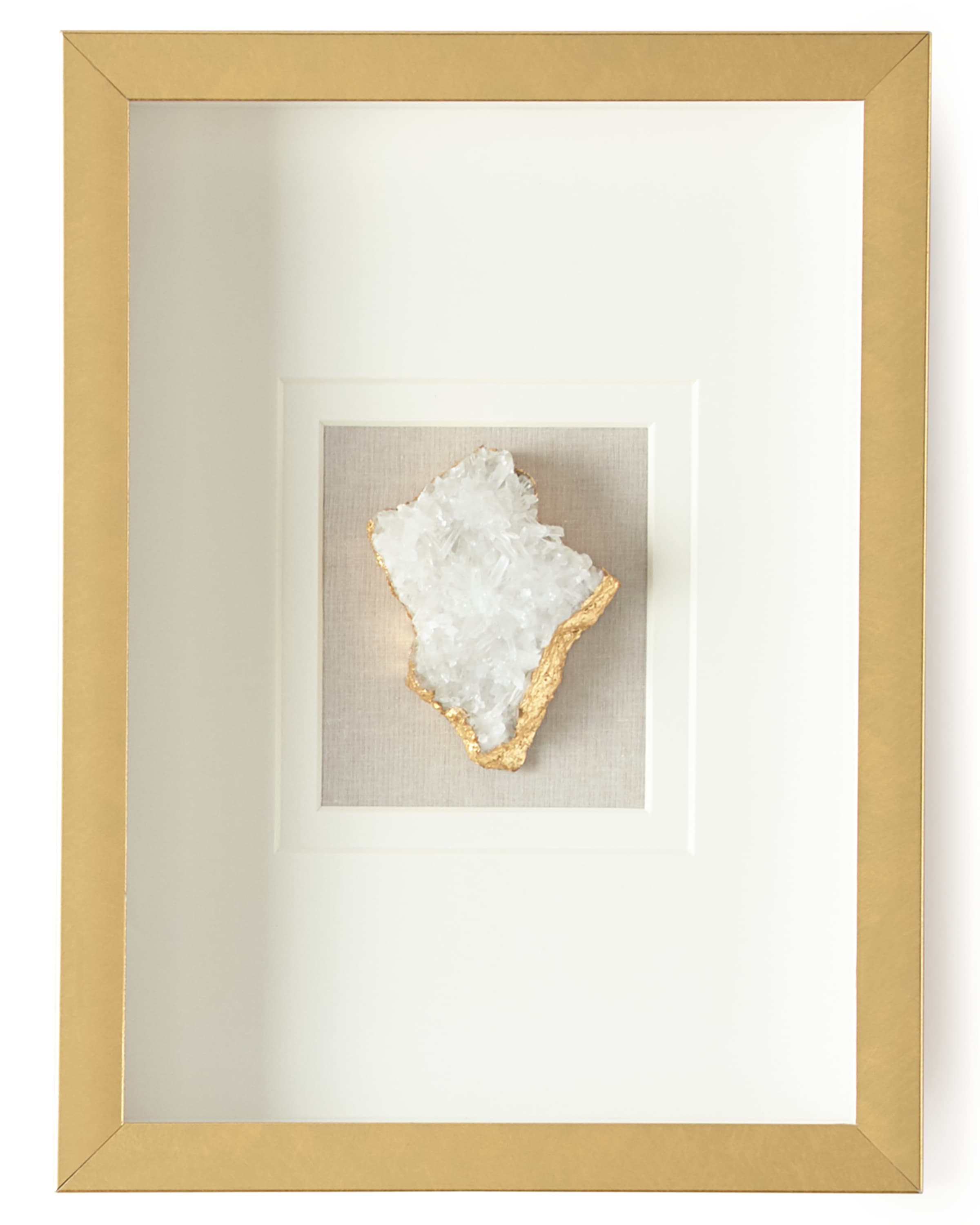 Natural Crystal in Golden Frame, Stormy White | Horchow