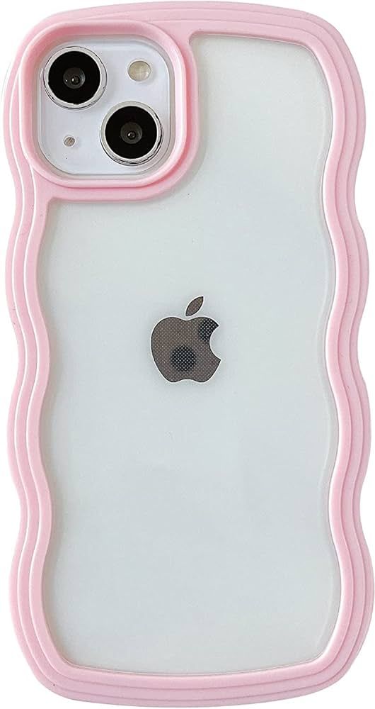 Caseative Cute Curly Wave Frame Shape Shockproof Soft Compatible with iPhone Case (Pink,iPhone 14... | Amazon (US)
