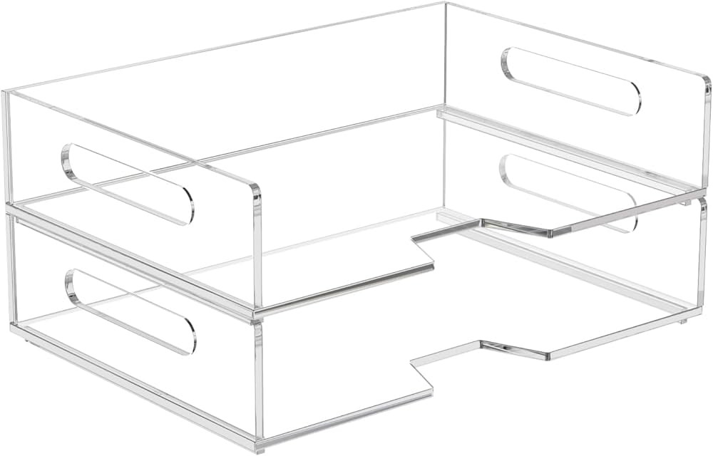 HIIMIEI Acrylic Paper Tray 2 Pack Clear Letter Tray Desk Stackable Organizer for School, Home, Of... | Amazon (US)