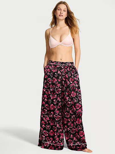 Glazed Satin Palazzo Sleep Pants, Print, Xsreg - Women's Pajama Bottoms - Victoria's Secret | Victoria's Secret (US / CA )