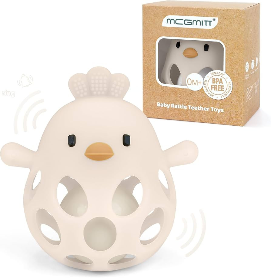 MCGMITT Teethers for Babies 3-6 Months, Easy Grasp Silicone Baby Rattles 0-6 Months, BPA-Free Non... | Amazon (US)