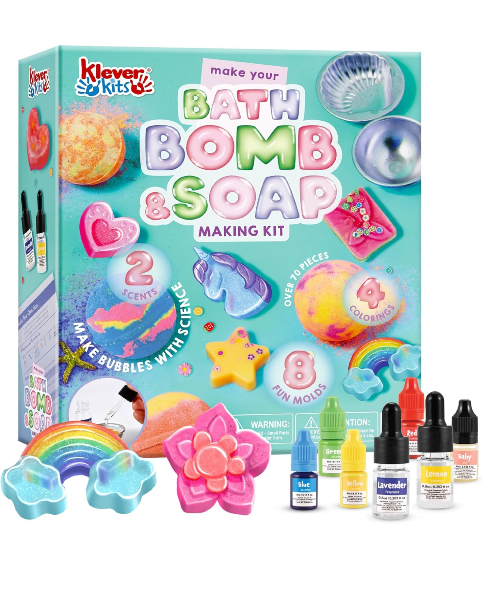 Klever Kits Bath Bomb, Soap Making Kit for Kids, 2-in-1 Spa Science Kits, DIY Make Your Own Bath Bombs & Soap, Spa Kit for Kids, Gifts Toys for Toddler Kid, Birthday Present