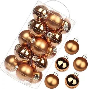 20 PCS Glass Christmas Ball Ornaments 2.36" Small Christmas Tree Decorations Set Seamless Bronze ... | Amazon (US)