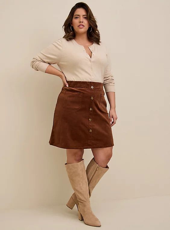 Mini Corduroy Button-Front Skirt | Torrid (US & Canada)