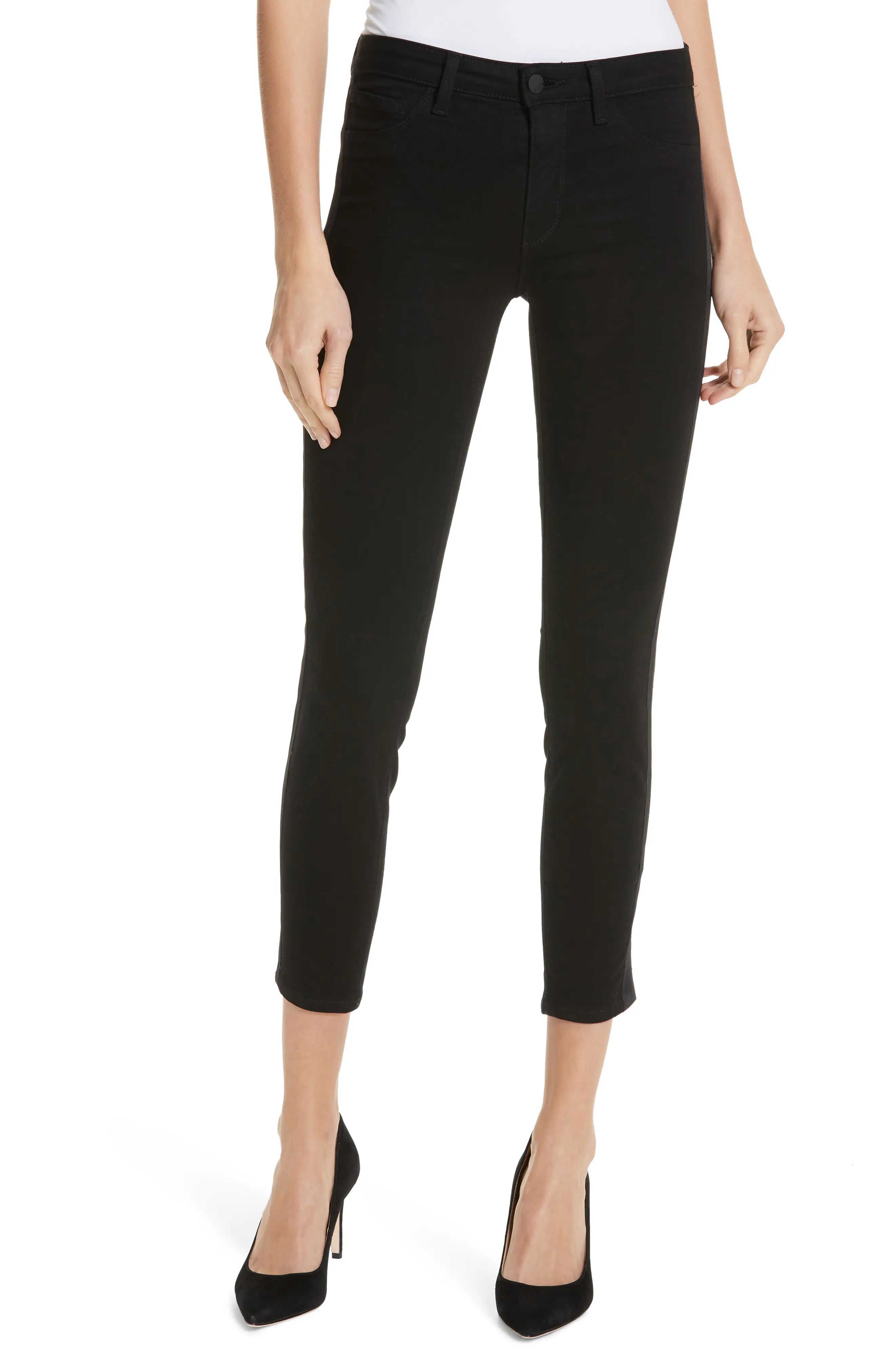 Women's L'Agence Margot Tuxedo Stripe Crop Skinny Jeans | Nordstrom