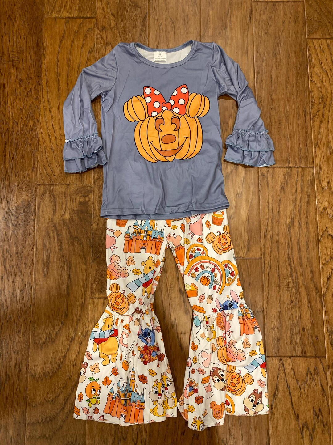 Disney Mickey Mouse Inspired Halloween Pumpkin Bell Bottom Outfit Fall/winter Clothes Set Girls/i... | Etsy (US)