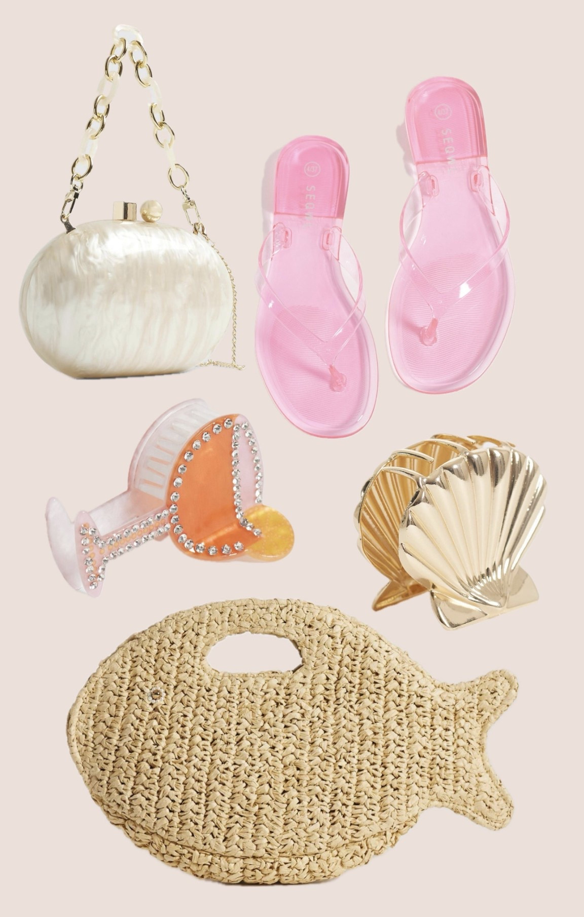 The cutest new arrivals from @ASOS 🐚🌸✨ 

Accessories. Hair clips. Vacation accessories. Handbag. Beach. Resortwear. Flip flops. Handbags  