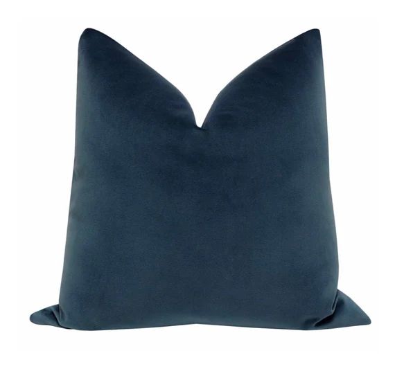 BACKORDER Signature Velvet // Prussian Blue Pillow COVER ONLY | blue velvet pillow | blue throw p... | Etsy (US)
