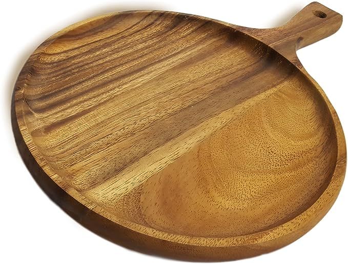 RoRo Acacia Wood Round Tray for Small Pizzas and Appetizers, 10 x 10 Inch | Amazon (US)