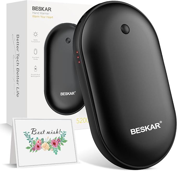 BESKAR Rechargeable Hand Warmer, USB Electric Handwarmer with Double-Sided Heating & Quick Charge, P | Amazon (US)