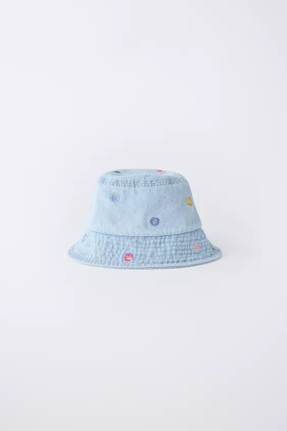 EMBROIDERED FLORAL DENIM BUCKET HAT | Zara US