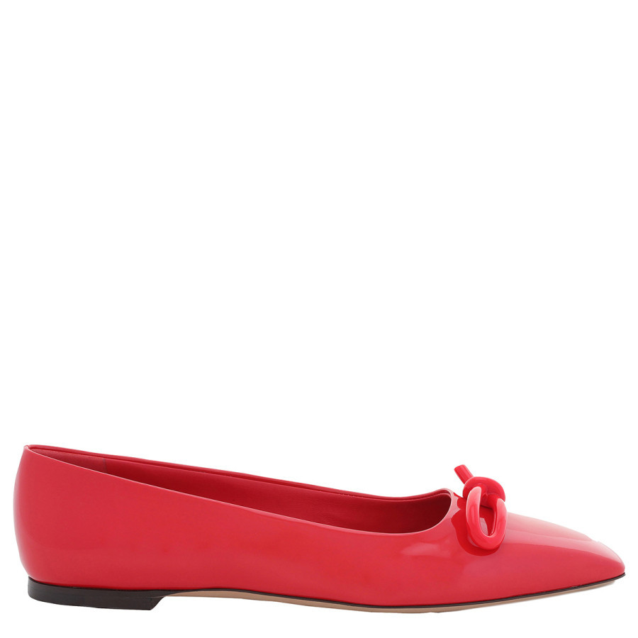 Ferragamo Ladies Red Ballet Flat With Asymmetric Bow | Jomashop.com & JomaDeals.com