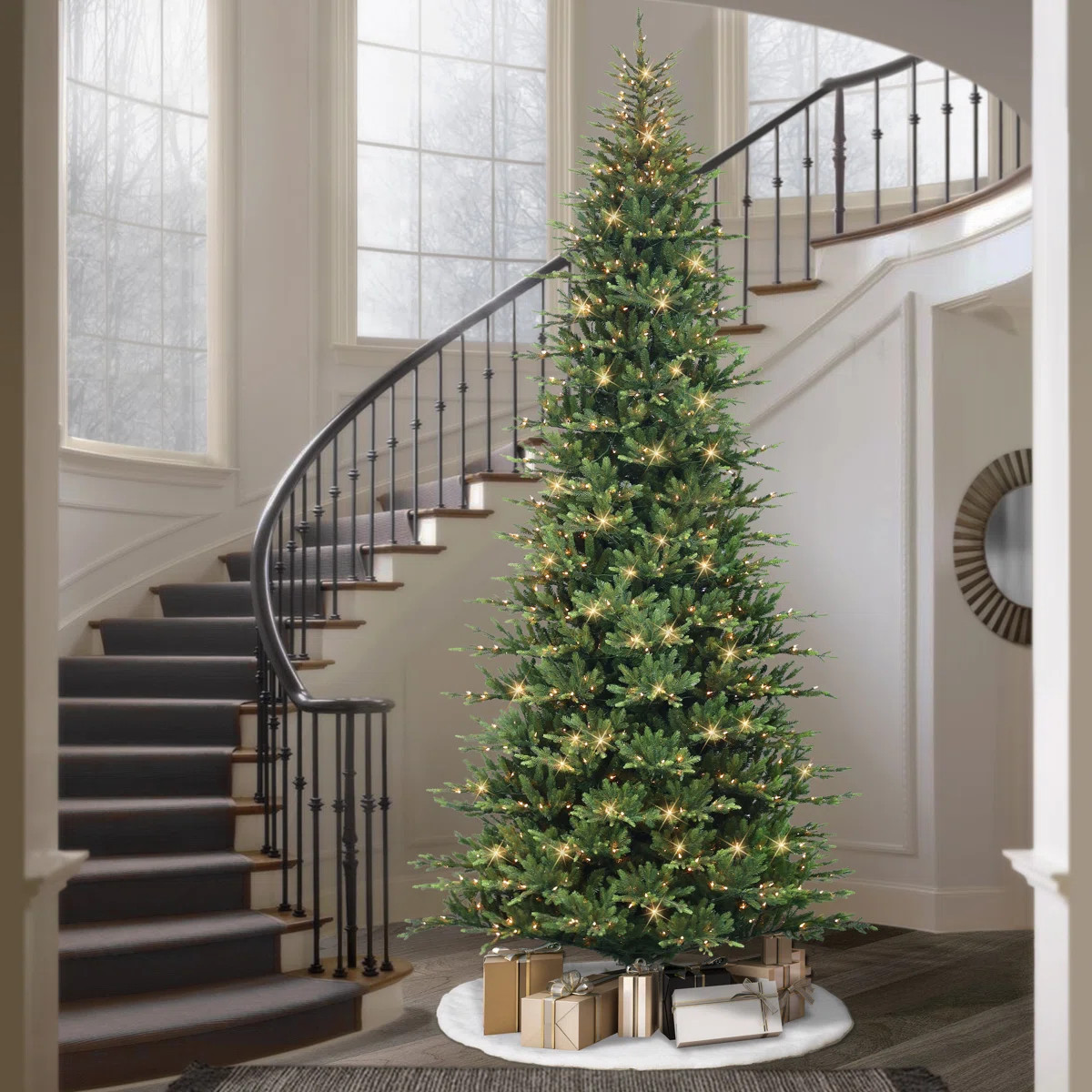 Hachmin Slender Green Realistic Artificial Fir Christmas Tree with Lights | Wayfair North America