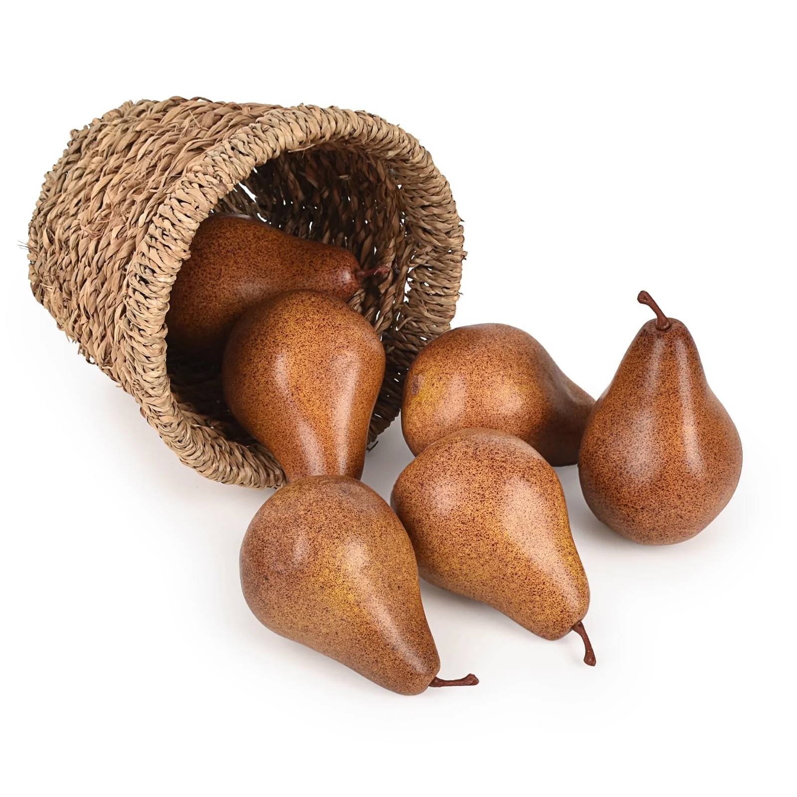 HUIANER 6Pcs Artificial Fruit Decoration Lifelike Pear Model Fake Faux Fruit Photo Prop, Brown | Walmart (US)