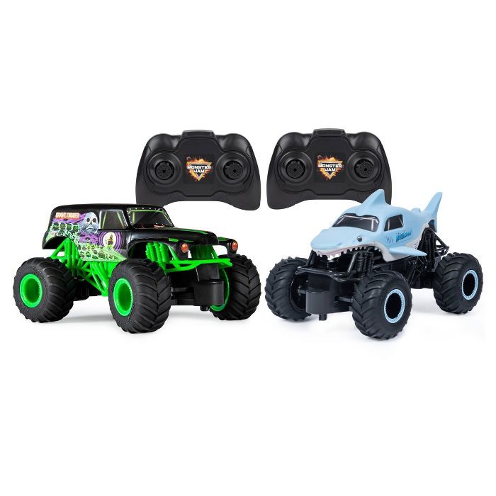 Monster Jam Official Grave Digger vs Megalodon Racing Rivals Remote Control Monster Trucks - 1:24... | Target