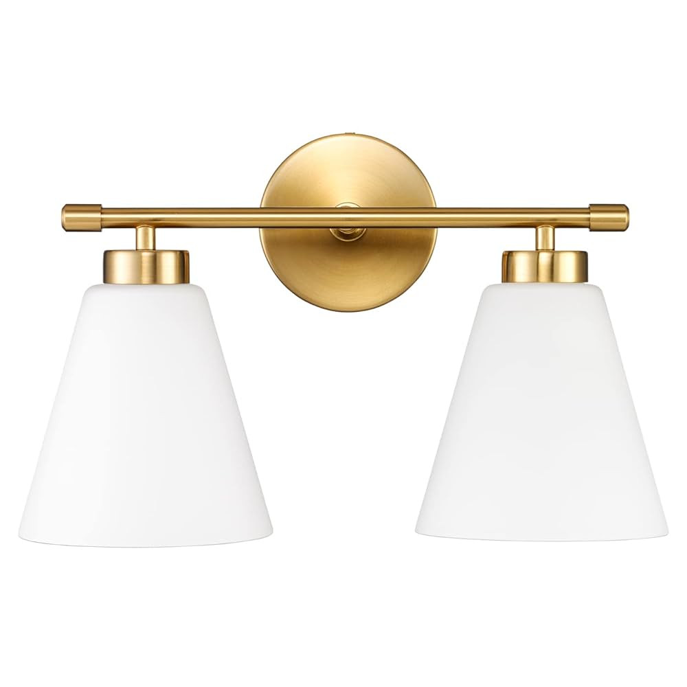 Hamilyeah Gold Bathroom Vanity Light Fixture with Frosted Glass Shade, 2 Light Vanity Lighting Fi... | Amazon (US)
