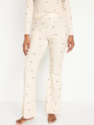 High-Waisted Pointelle-Knit Flare Pajama Pants for Women | Old Navy (CA)