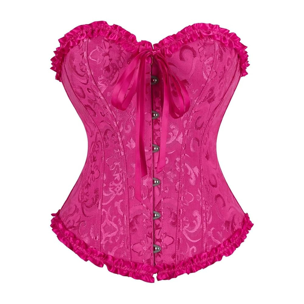 frawirshau Women's Lace Up Boned Overbust Corset Bustier Lingerie Bodyshaper Top | Amazon (US)